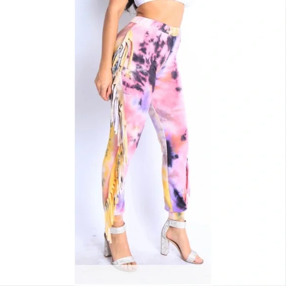 💘 Tye Dye Fringe Joggers 💘 - Picture 4 of 6